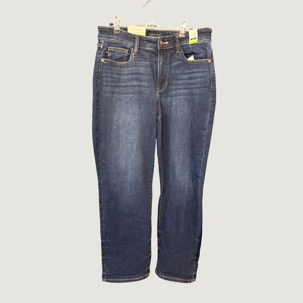Judy Blue Straight Leg Jeans Womens 9/29 Dark Wash Mid Rise Short Inseam NEW